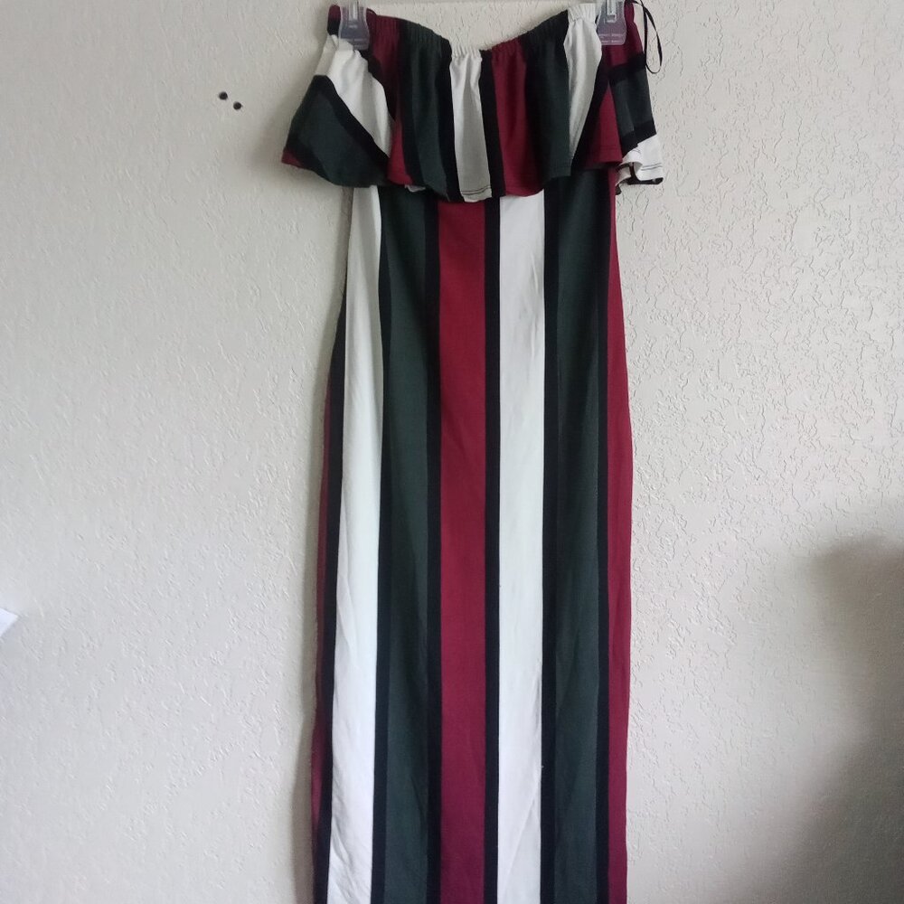 CAPELLA / MULTICOLOR STRIPED OFF SHOULDER BODYCON DRESS
